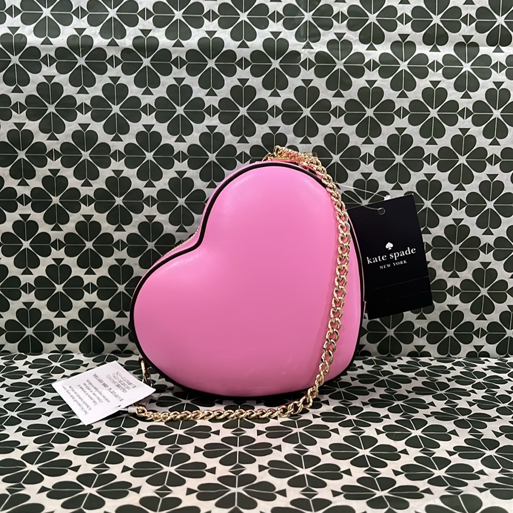 ♠️kate spade Love Shack 3D Mini Heart Crossbody, Surf Pink NWT - Picture 11 of 14